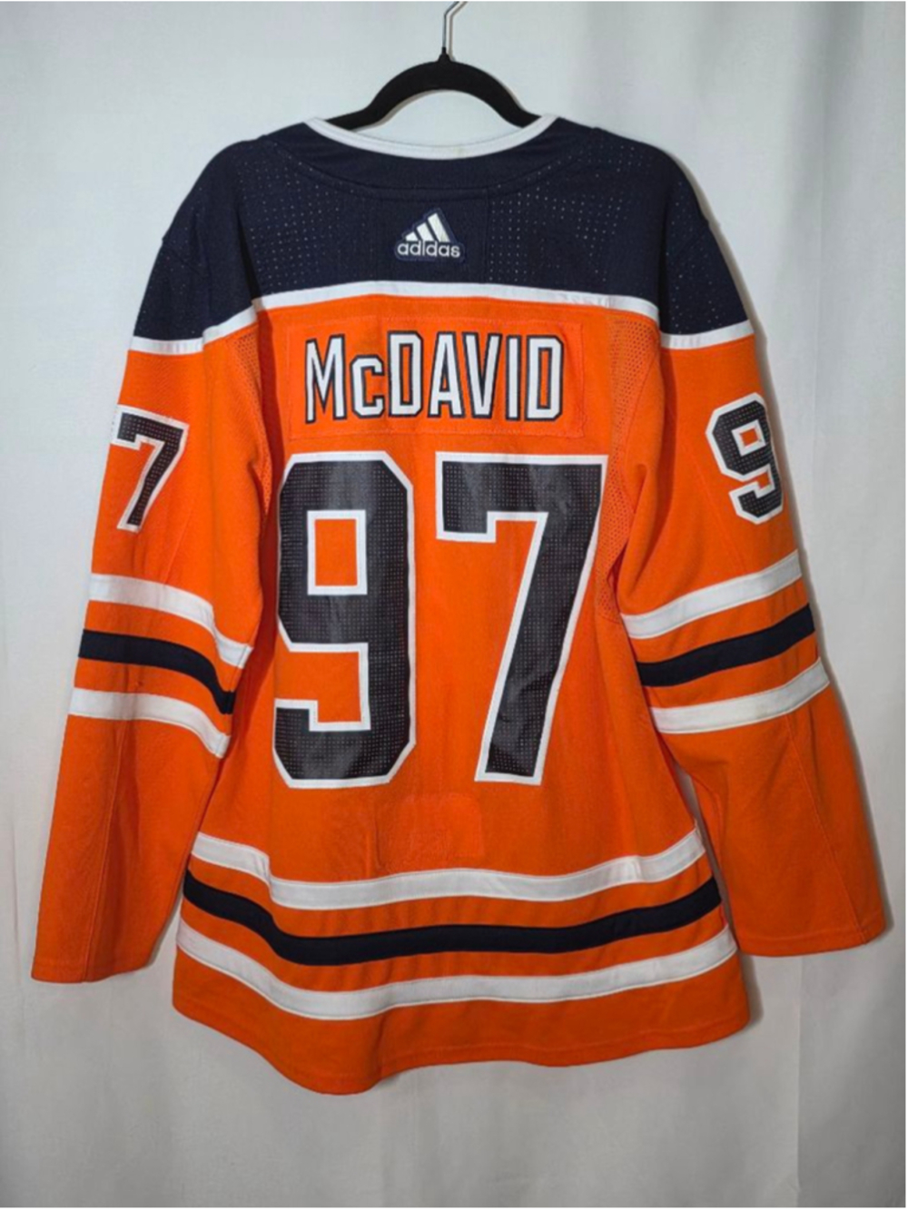 Men's Adidas Edmonton Oilers McDavid #97 Jersey XL Orange Navy Blue - Picture 6 of 8